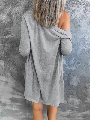 Lightweight Button-up Cardigan Plus Size in Grey, fabric detail