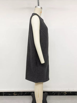 Sleeveless Longline Vest Coat, fabric detail