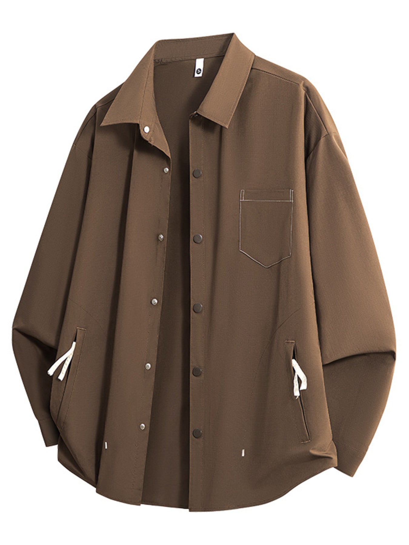 Relaxed Fit Snap-down Shacket For Men