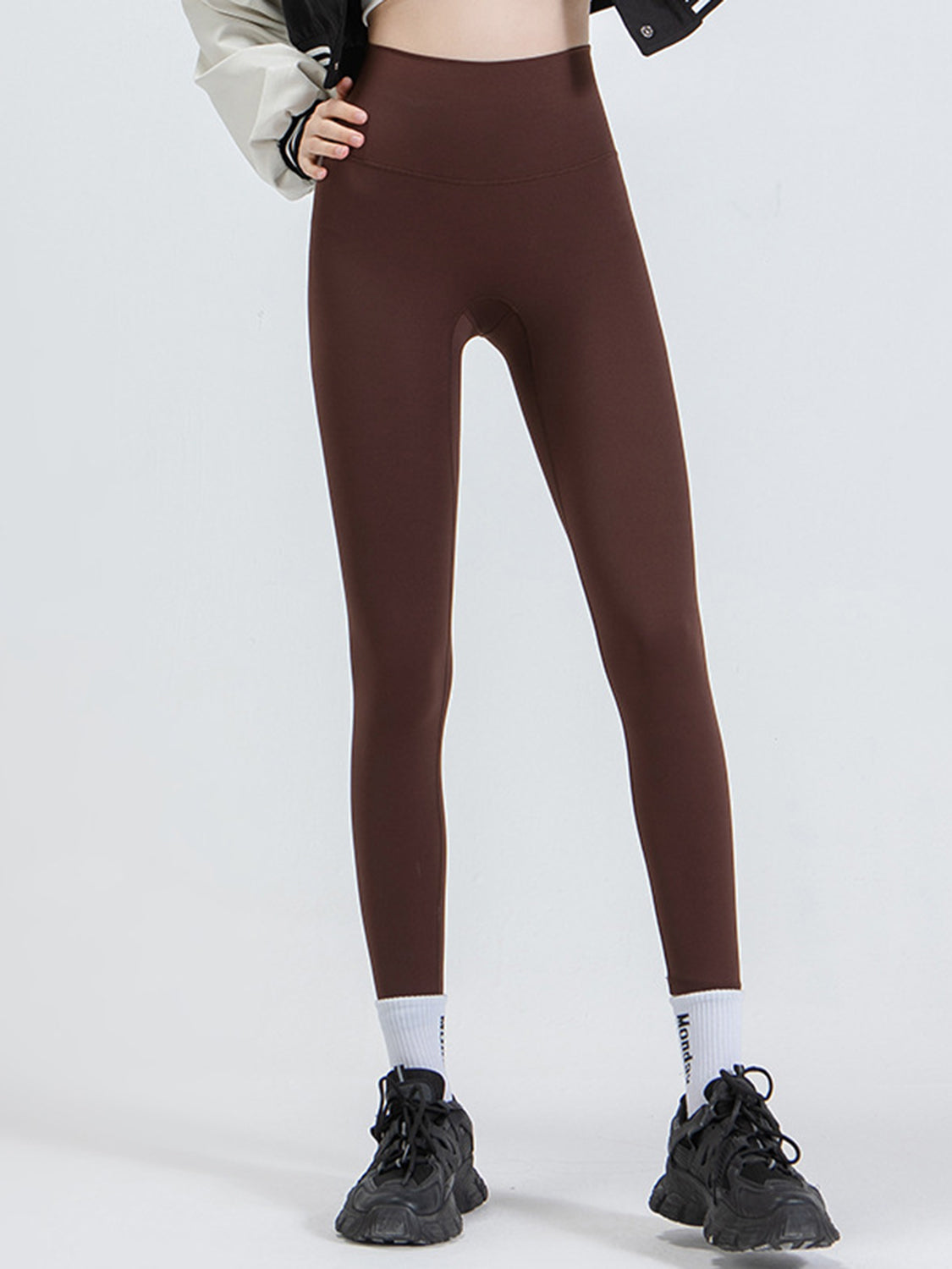 FlexFit Wideband Leggings in Chocolate, 7/8 length, high-waisted activewear pants.