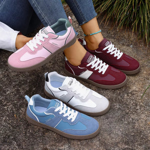 Round Toe Lace Up Sneakers in Wine Red, front view