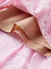 Powder pink floral lace dress with tan lining detail