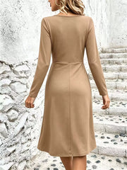 Surplice Long Sleeve Midi Dress in Black, view 11