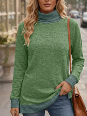 Turtleneck Raglan Sleeve T-shirt in Matcha Green with raglan sleeve