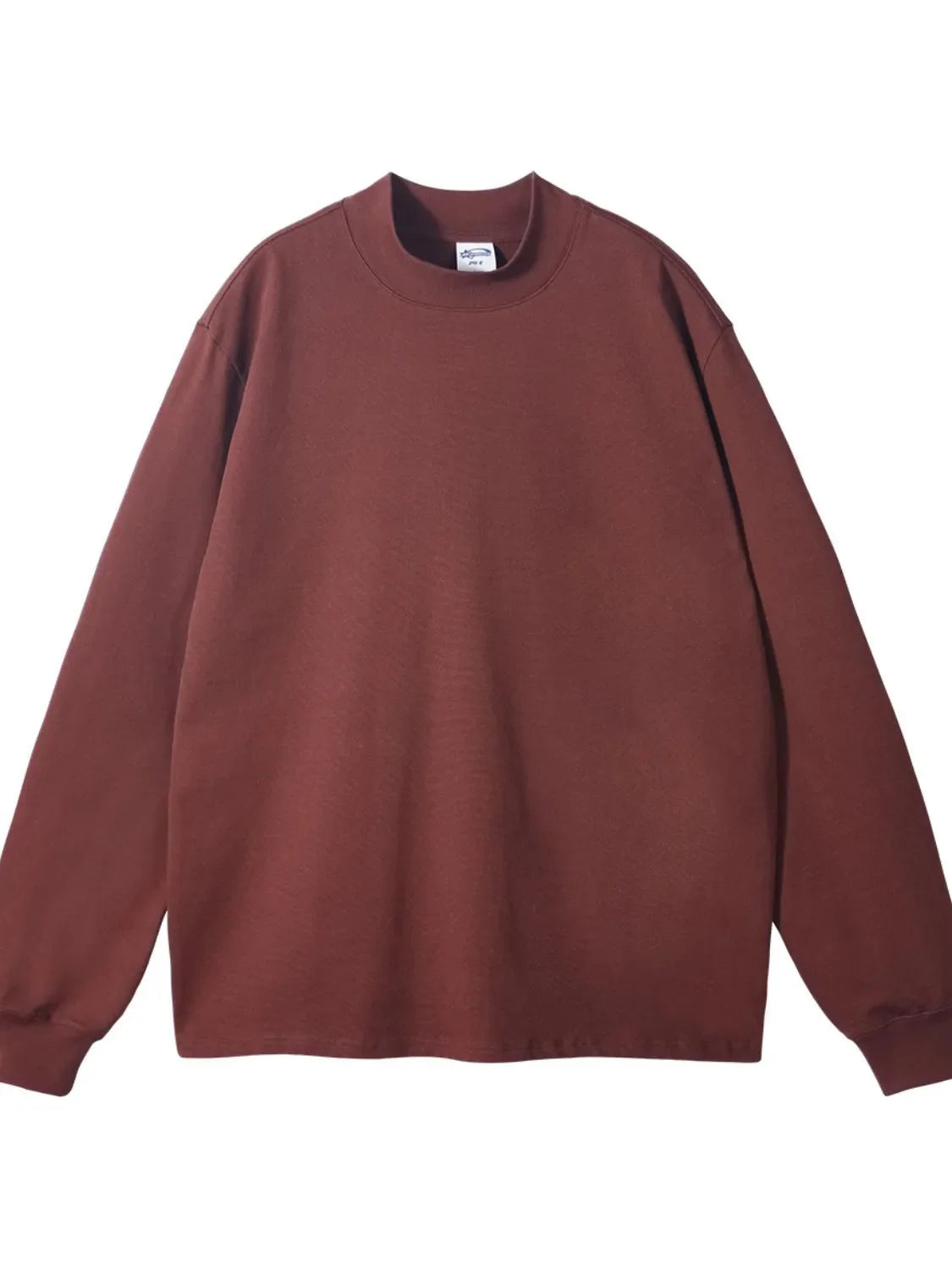 Oversized crewneck long sleeve tee in coffee brown with a relaxed fit.