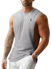 Men's Full Size Round Neck Tank Top Plus Size in Apricot, front view