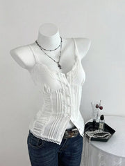 Smocked Lace Detail Cami, model styling view