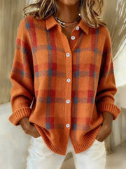 Plaid Button-up Cardigan, front view