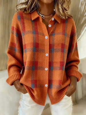 Plaid Button-up Cardigan, front view