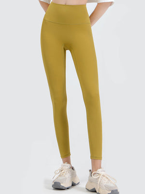 FlexFit Wideband Leggings in Banana Yellow, 7/8 length, high-waisted activewear pants.