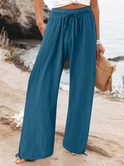 Full Size Drawstring Wide Leg Pants Plus Size in Fuchsia, view 16