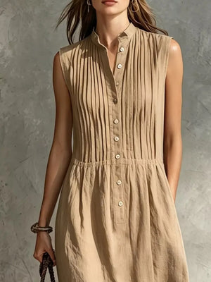 Sleeveless Button Front Midi Dress Plus Size, fit detail
