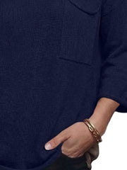 V-neck Chest Pocket Knit Top in Black, view 12
