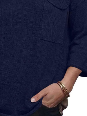 V-neck Chest Pocket Knit Top in Black, view 12
