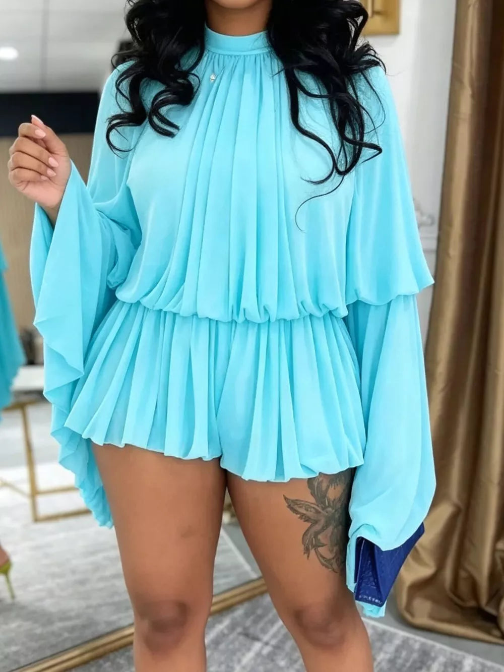 Ruched Pleated Two-piece Ensemble