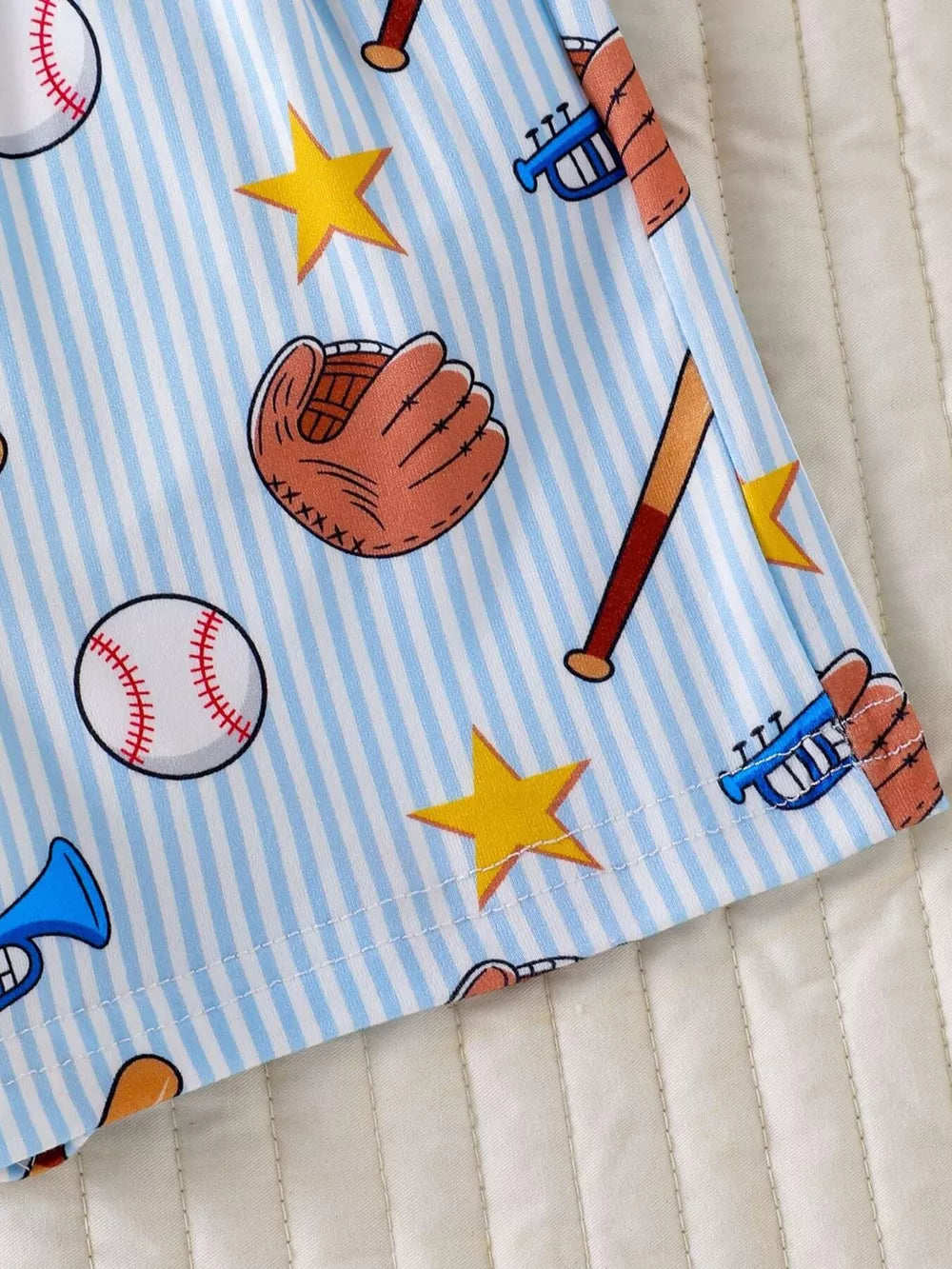Children's Baseball Bodysuit And Suspender Set in Light Blue, model styling view