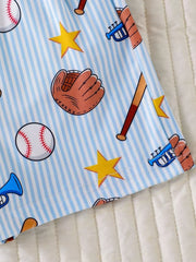 Children's Baseball Bodysuit And Suspender Set in Light Blue, model styling view