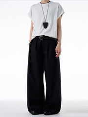 Men's black relaxed fit sweatpants with elastic waistband and wide leg