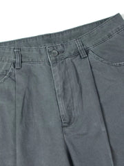 Grey cotton sweatpants with button closure and belt loops.