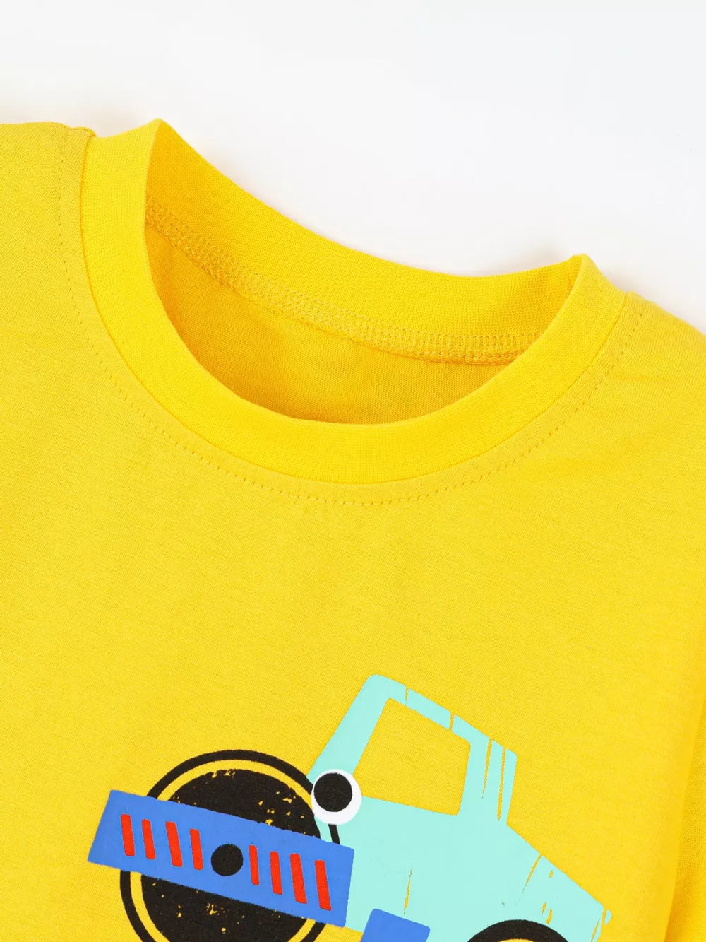 Children's Construction Truck Graphic T-shirt, close-up detail