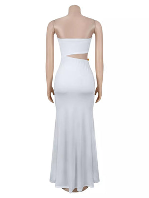 white maxi dress with maxi and pullover