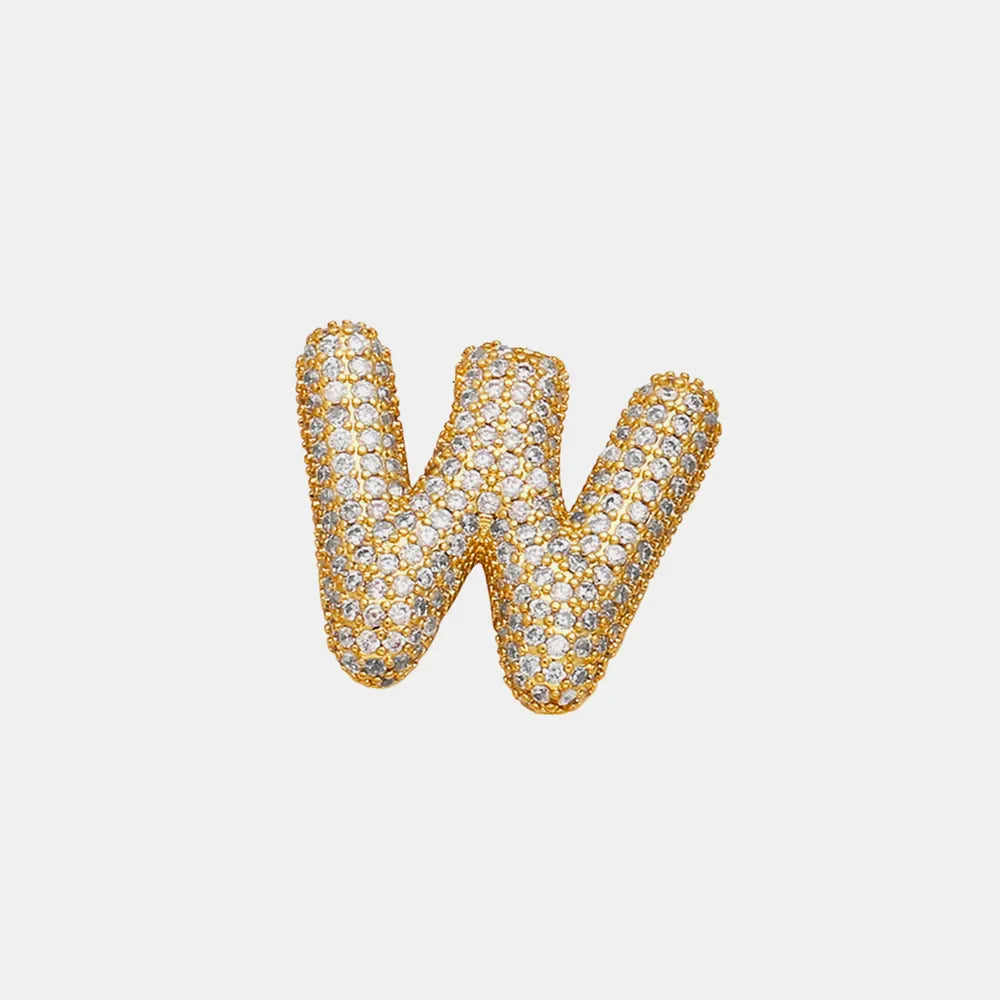 Zircon bubble monogram necklace in Style W, gold tone with clear cubic zirconia.