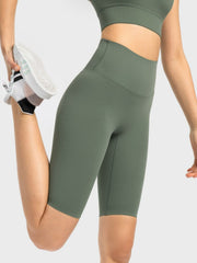 Sculpted active bike shorts in Matcha Green with a high waist and seamless design.