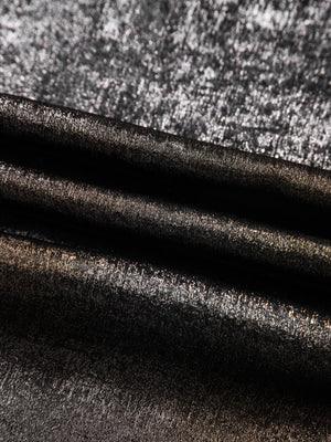 Elegant ruffled neck tank top in silver or gold metallic fabric with a textured sheen.