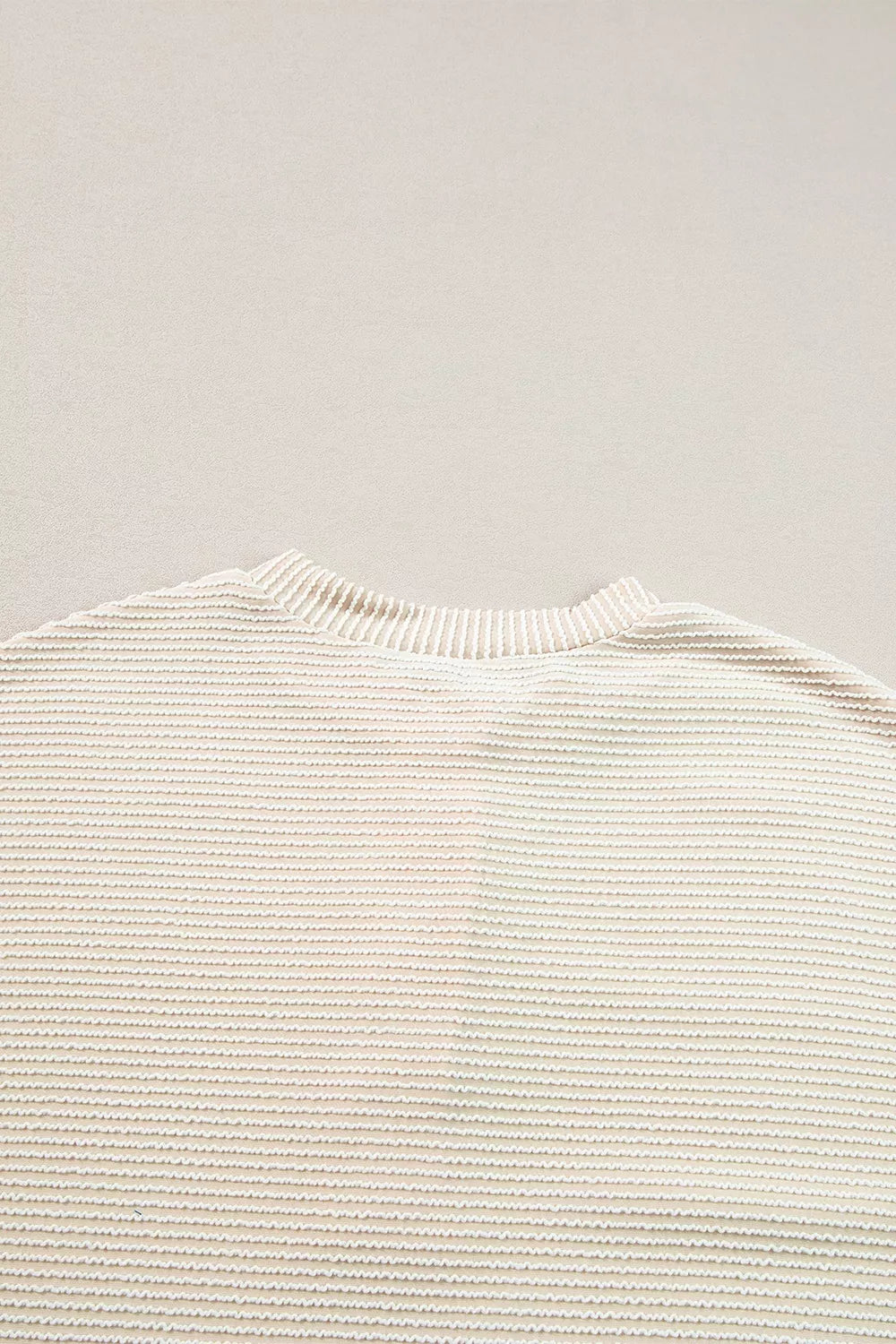 Corded Texture Lantern Sleeve Henley Sweatsuit in Ivory, view 11