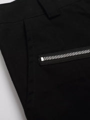 Men's Zipper Detail Wide Leg Capris in Black, model styling view
