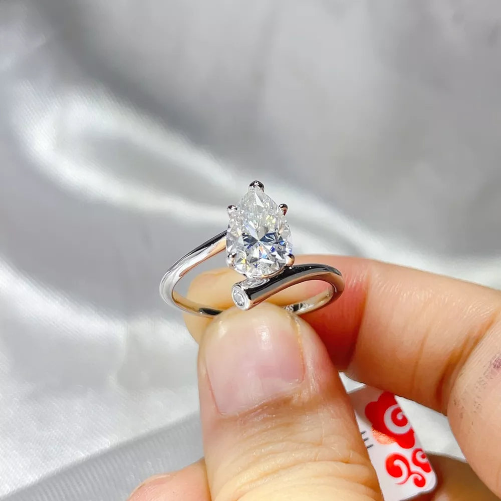 0.3 Carat Solitaire Moissanite Wrap Sterling Silver Ring, back view