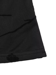 Black maternity t-shirt with cutout detail and mandarin collar