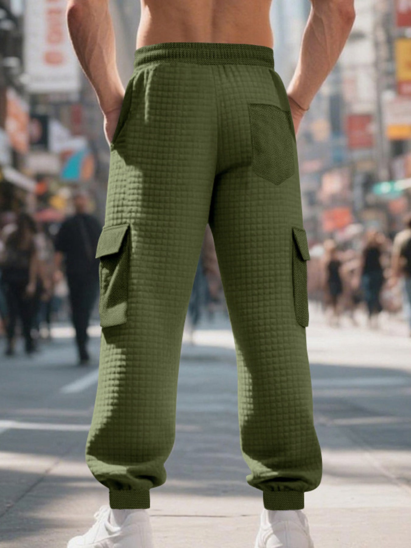 Men's Textured Cargo Joggers Plus Size, close-up detail
