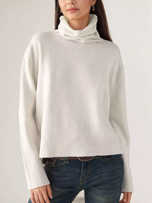 65% recycled polyester, 13% polyamide, 13% acrylic, 6% wool, 3% spandex Care ins turtleneck sweater in Black with relaxed