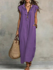 Ruffled V-neck Maxi Dress, view 12