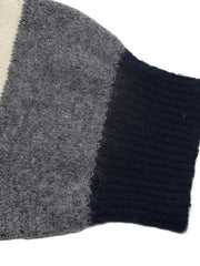 Striped Long Sleeve Button Detail Sweater in Dark Blue, fit detail