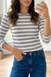 Sleek Ribbed Knit Long Sleeve Top
