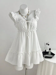 Frill Tie Front Mini Dress, close-up detail