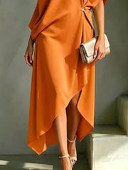 Chic Asymmetrical One-shoulder Drape Dress