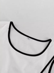 Sleek Contrast Trim Top And Wide-leg Pants Set