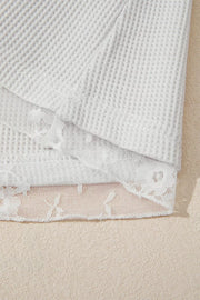 Lace Mesh Long Sleeve Top in White, product detail