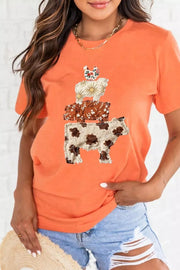 Farm Animal Appliqué Short Sleeve T-shirt