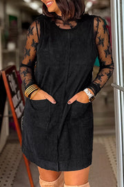 Corduroy Patch Pocket Sleeveless Mini Dress, front view