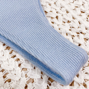 Light blue ribbed bikini fabric detail