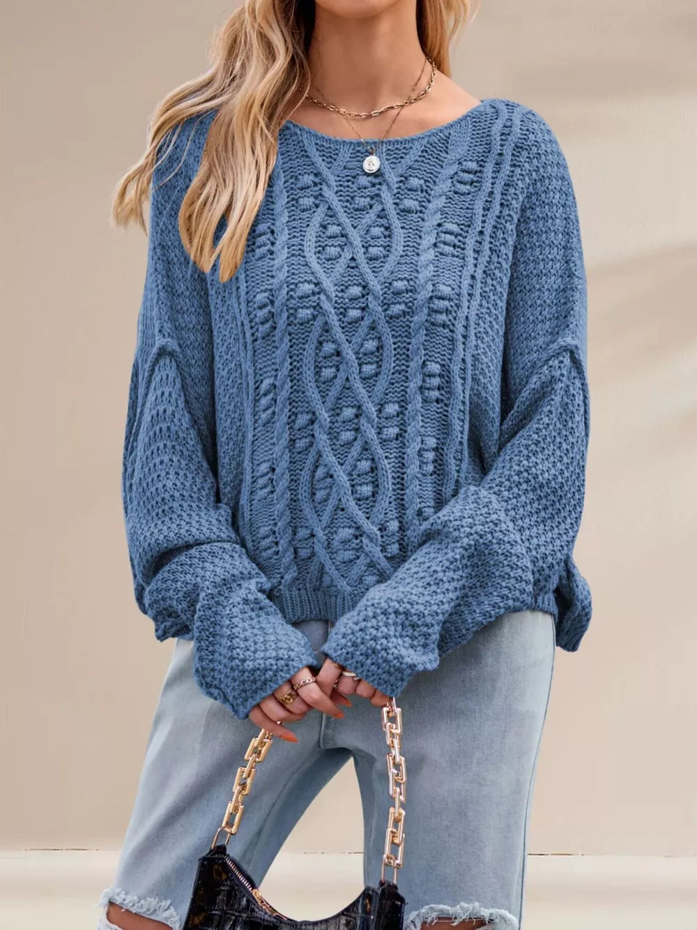 pullover sweater featuring cable knit in Apricot with 100% polyester Care instructions: Machine wash cold texture