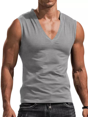 Men's Full Size V-neck Tank Top Plus Size in Royal Blue, alternate angle