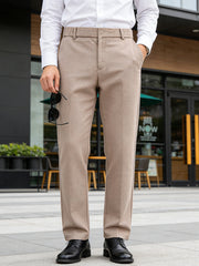 Men's classic fit khaki dress pants with pockets, straight leg