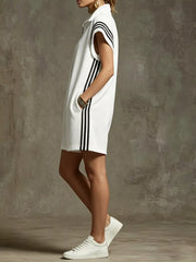 Striped Zip Front Romper, close-up detail