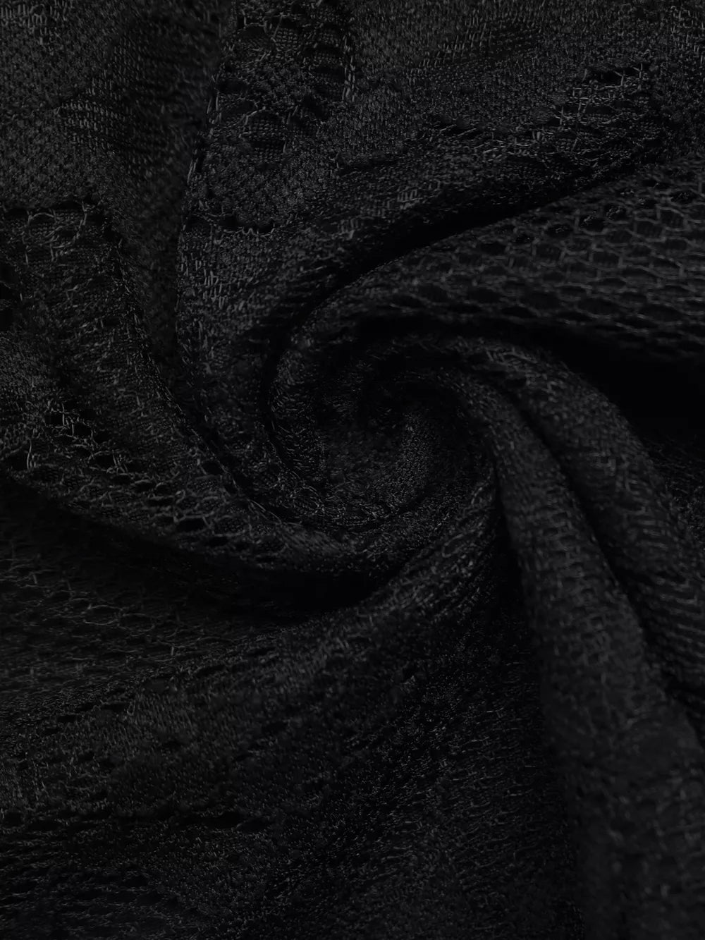 Black lace t-shirt with intricate floral pattern detail