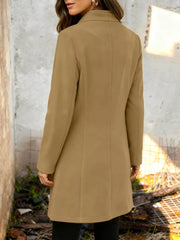 Chic longline trench coat in Khaki with button-down detail.